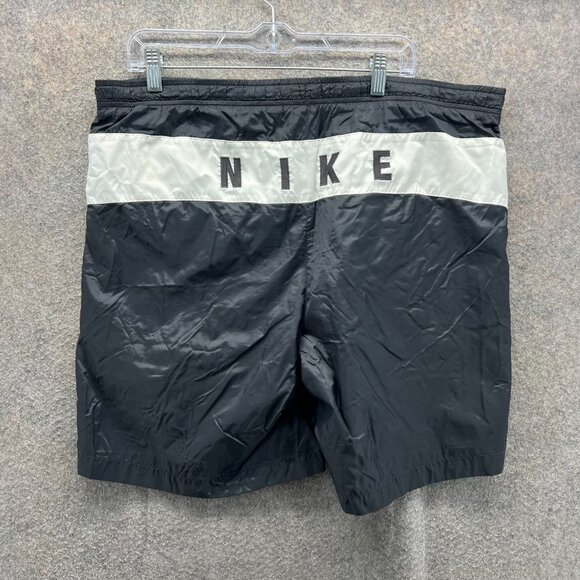 90s Nike Shorts Mens Large Black Swim Trunks Athletic Vintage Swoosh Nylon - Picture 2 of 11